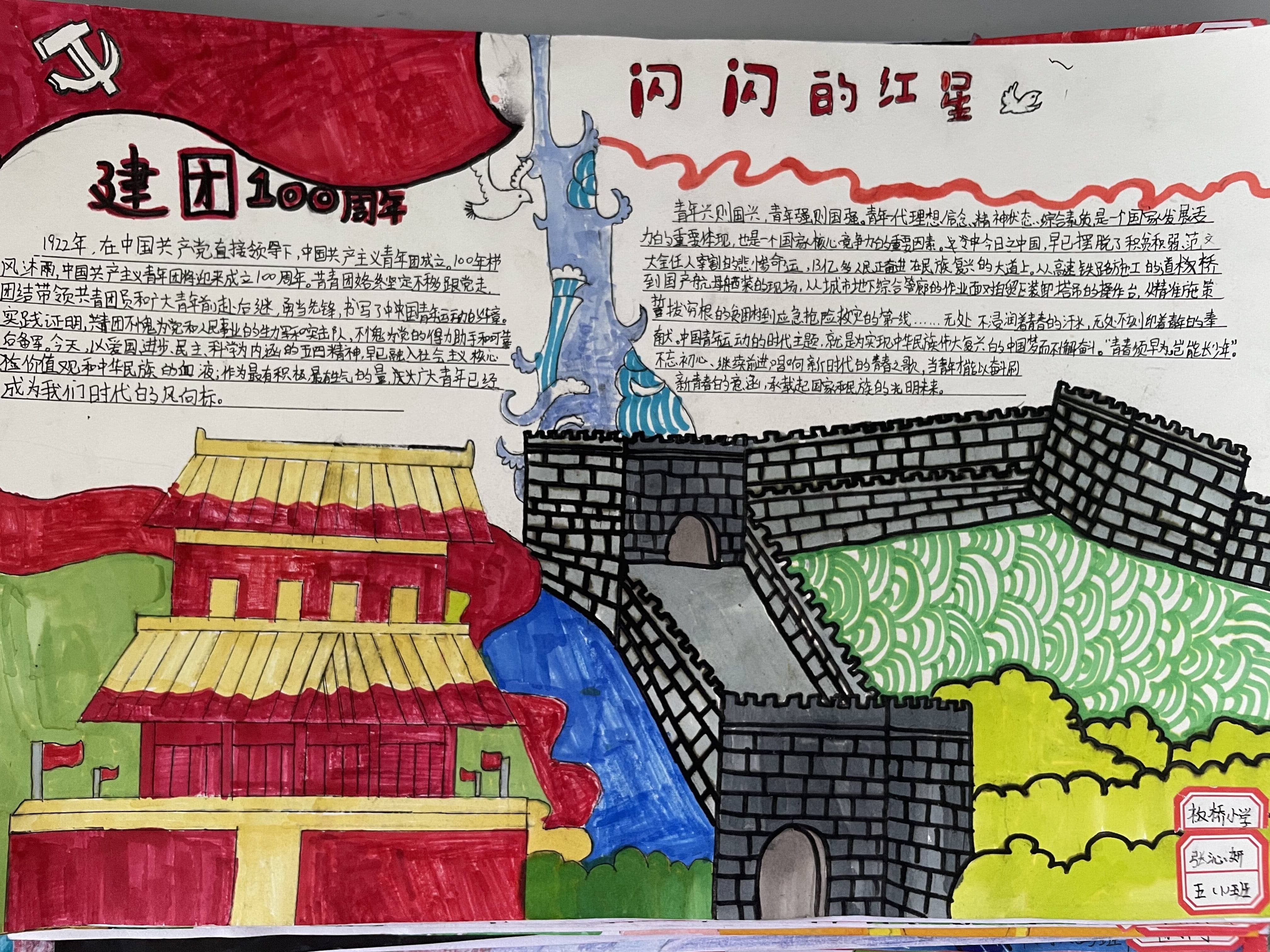庆建团百年，愿祖国更加强大——板桥小学“建团百年”手抄报(图22)
