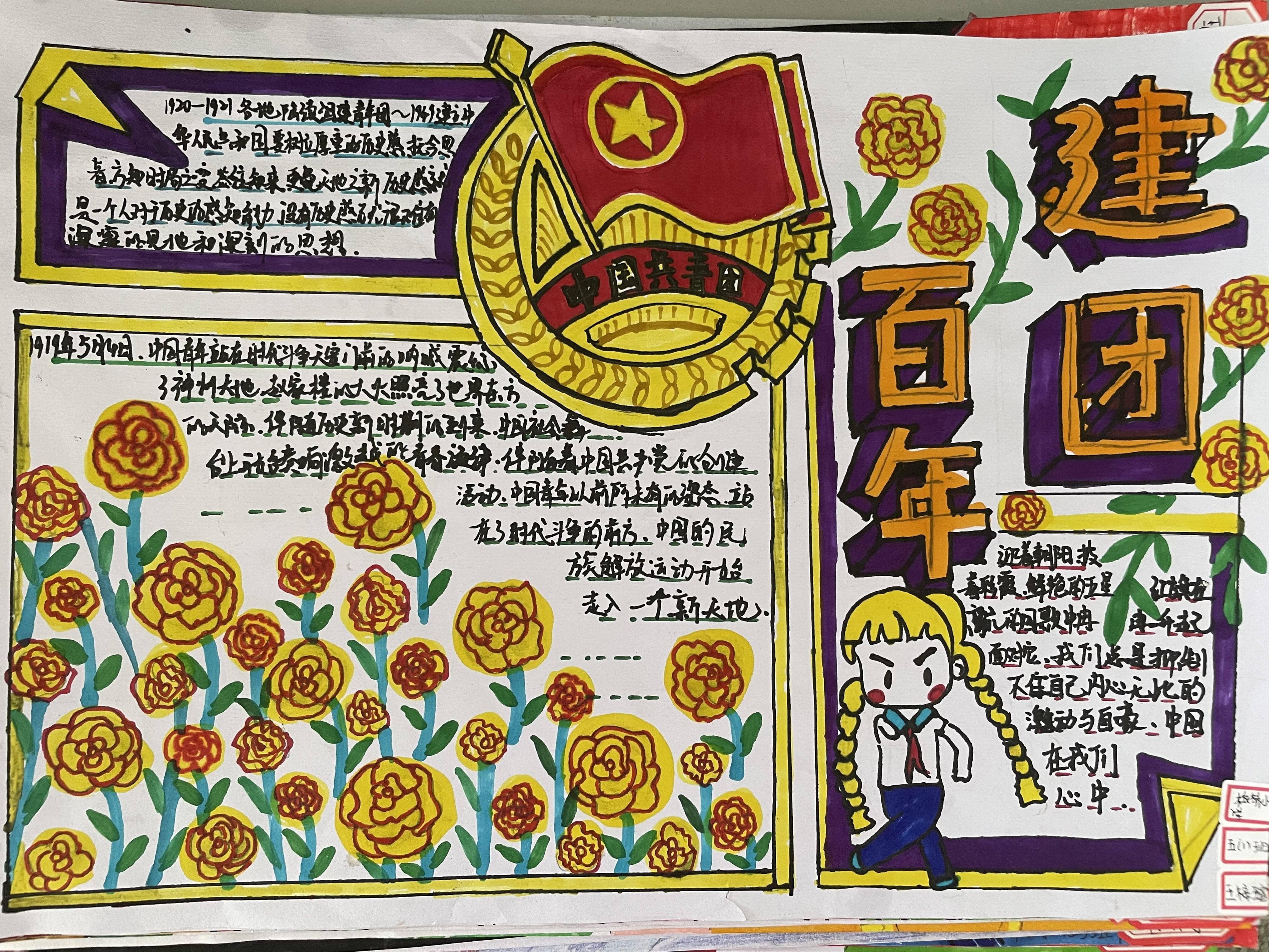 庆建团百年，愿祖国更加强大——板桥小学“建团百年”手抄报(图23)