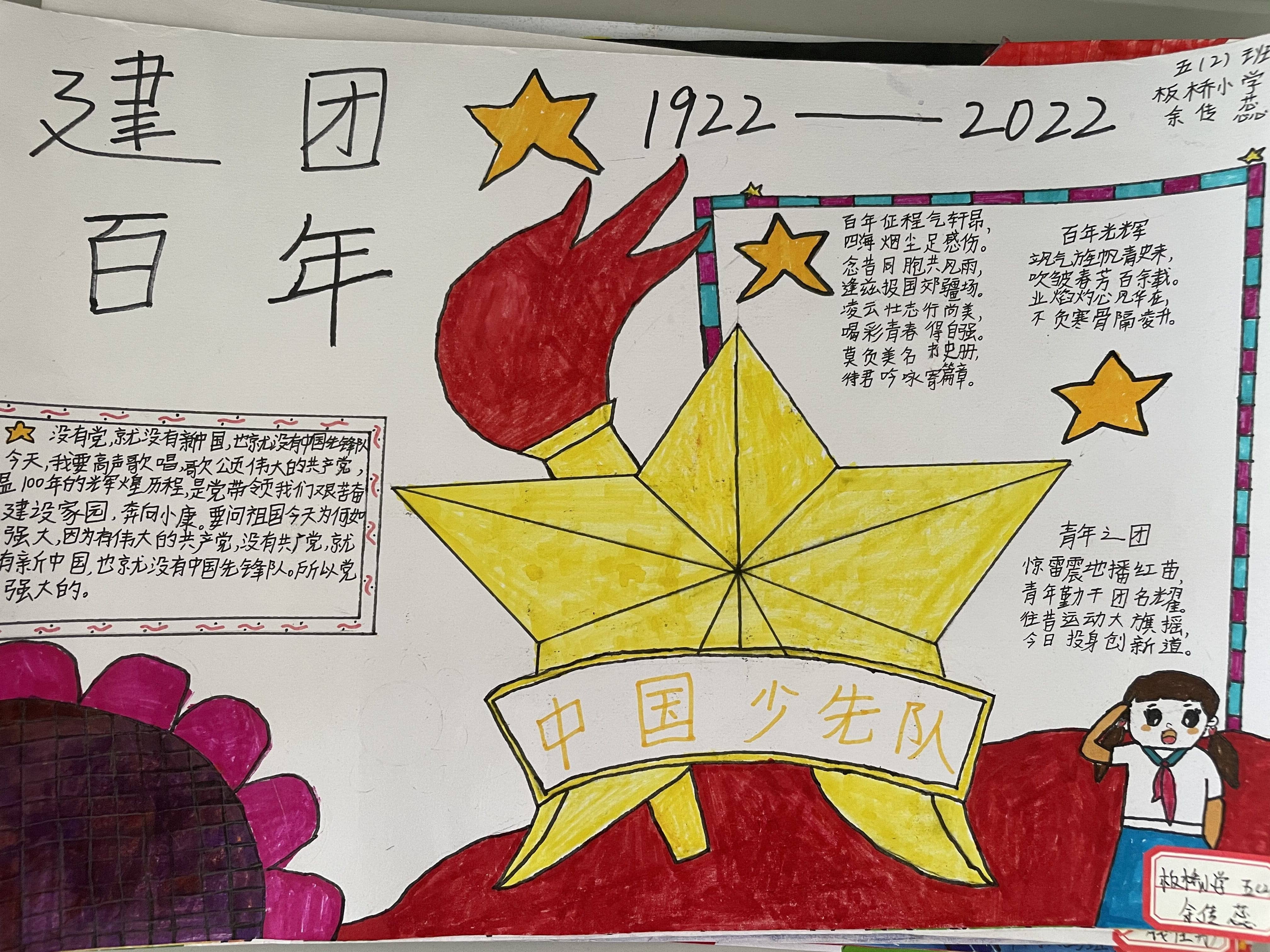 庆建团百年，愿祖国更加强大——板桥小学“建团百年”手抄报(图24)