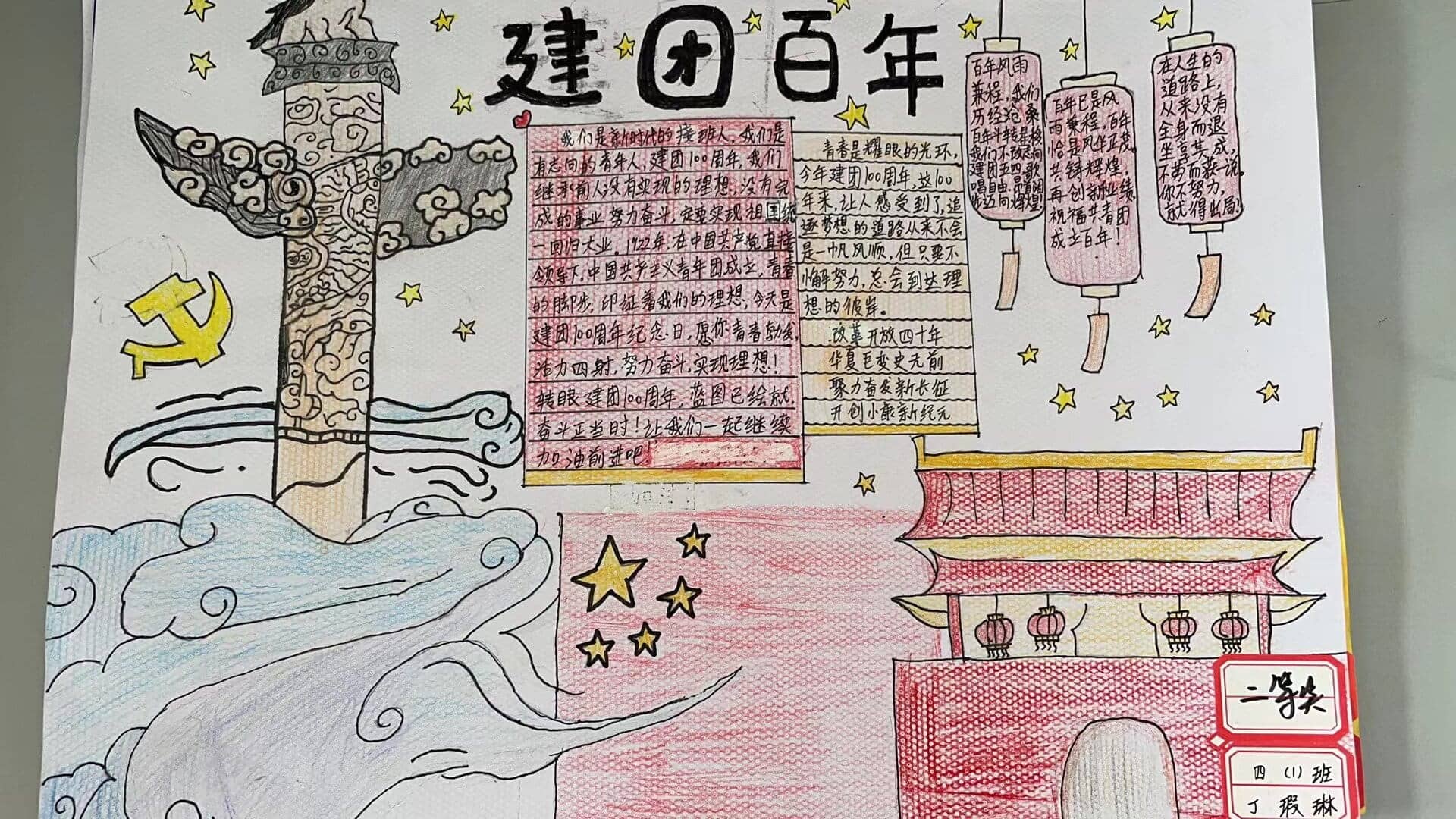 "建团百年”手抄报比赛——三四年级获奖作品(图12)