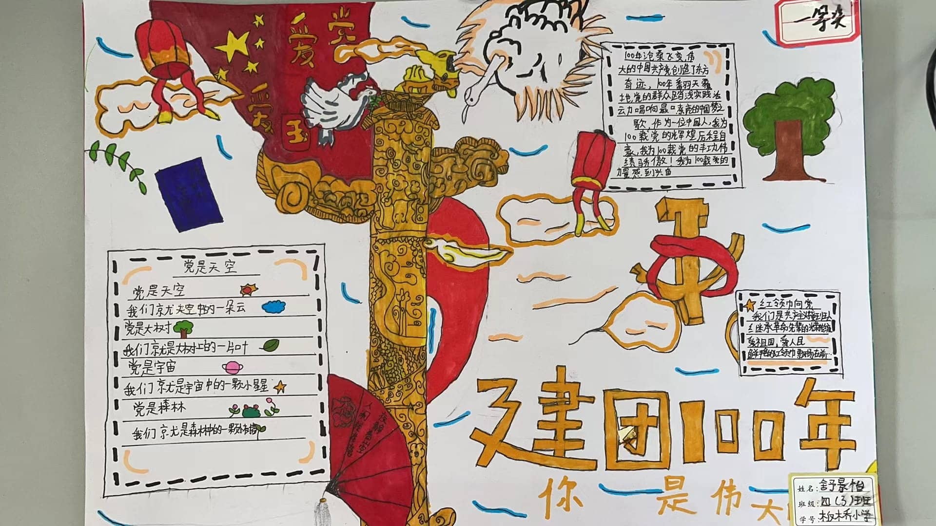 "建团百年”手抄报比赛——三四年级获奖作品(图1)