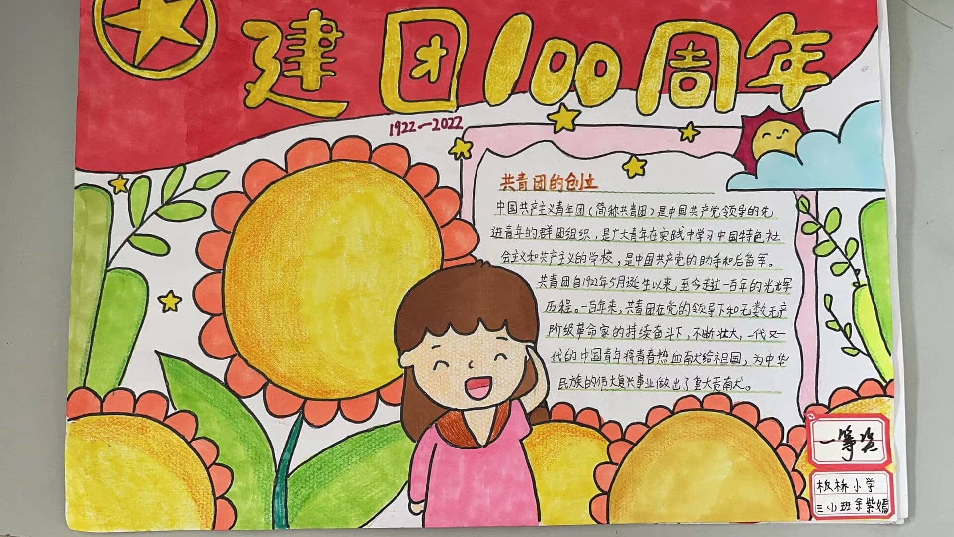 "建团百年”手抄报比赛——三四年级获奖作品(图4)
