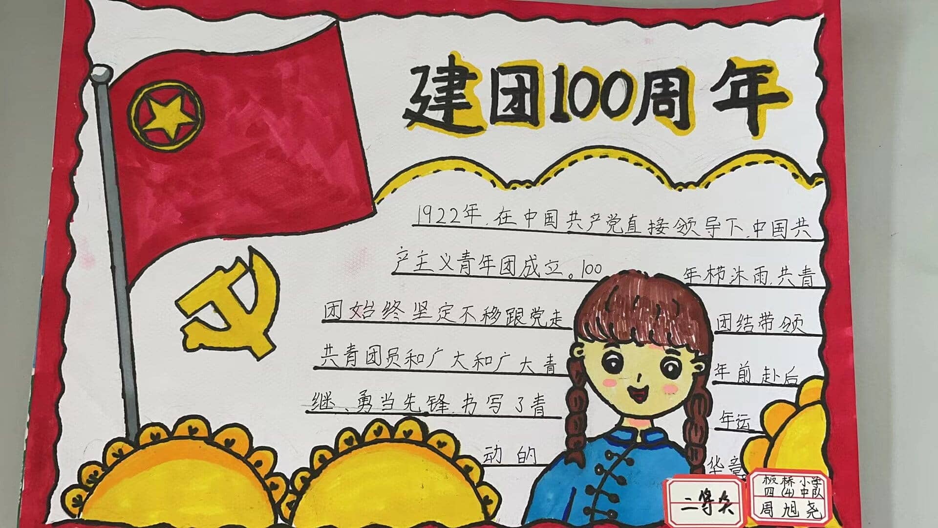 "建团百年”手抄报比赛——三四年级获奖作品(图7)
