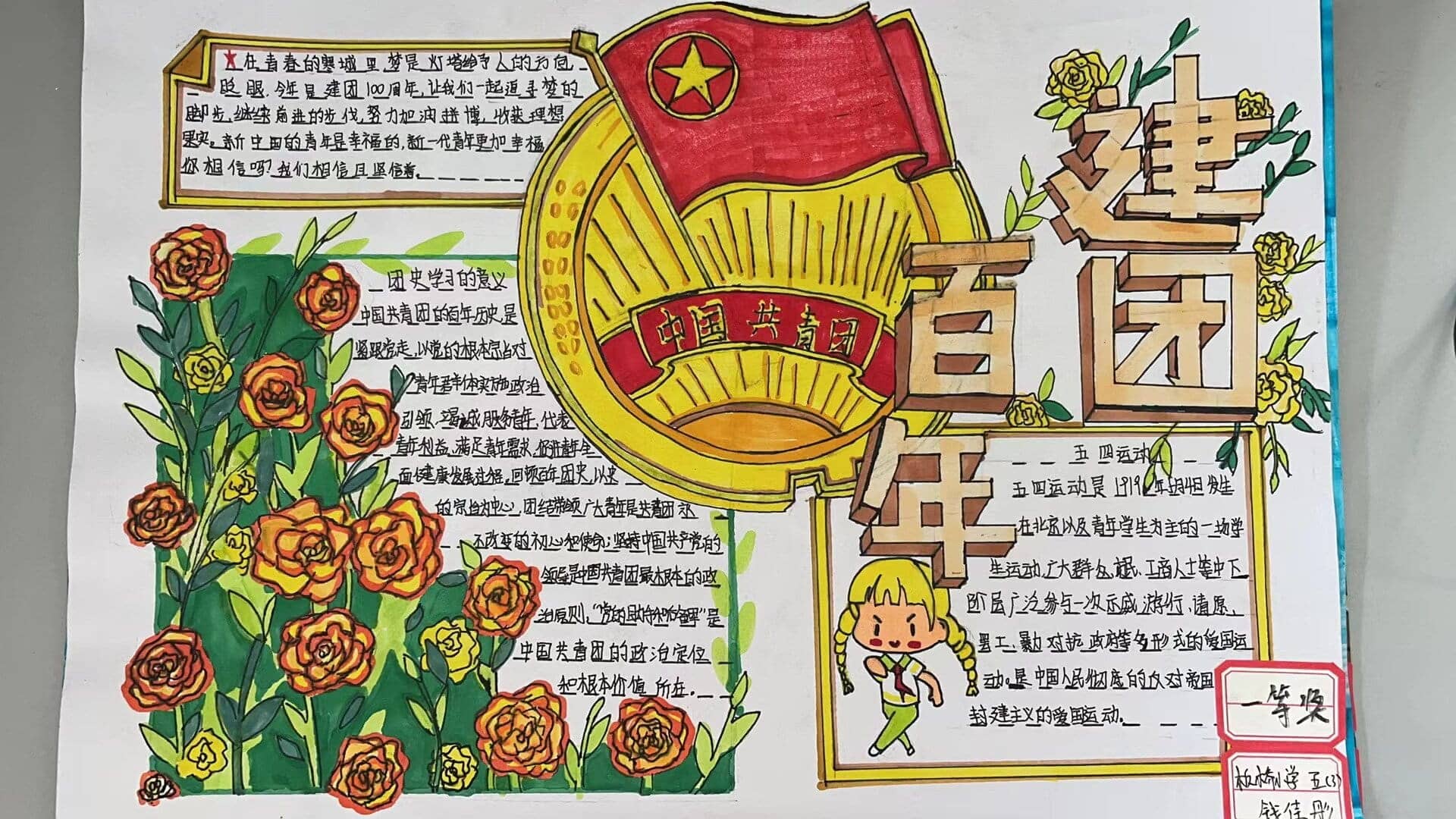 "建团百年”手抄报比赛——五六年级获奖作品(图2)
