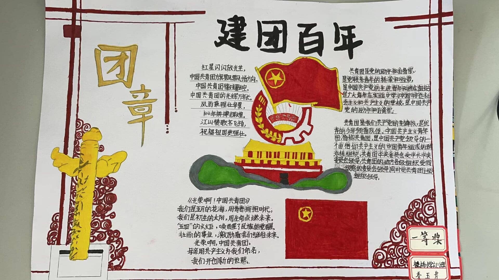 "建团百年”手抄报比赛——五六年级获奖作品(图4)