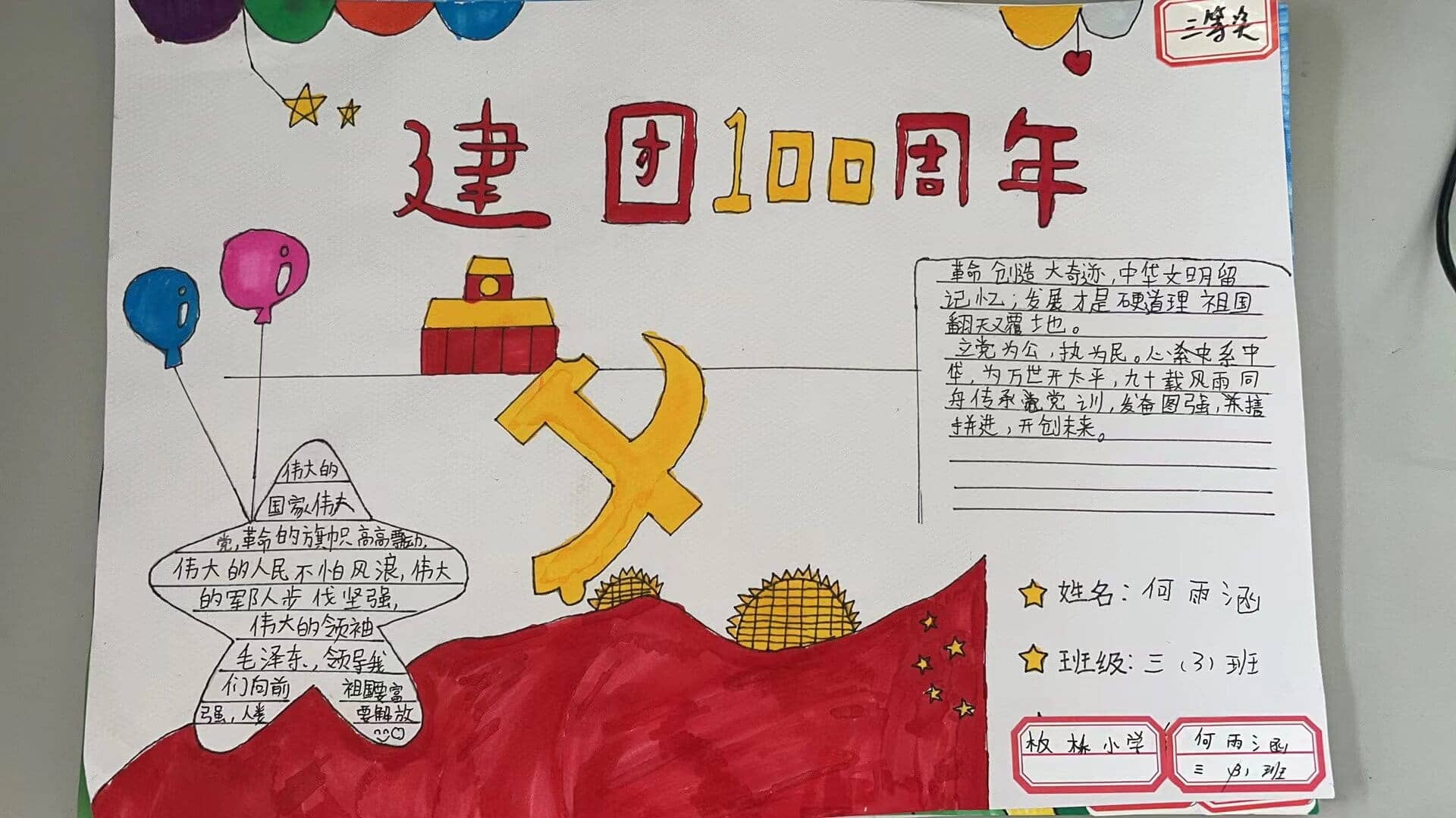"建团百年”手抄报比赛——三四年级获奖作品(图23)