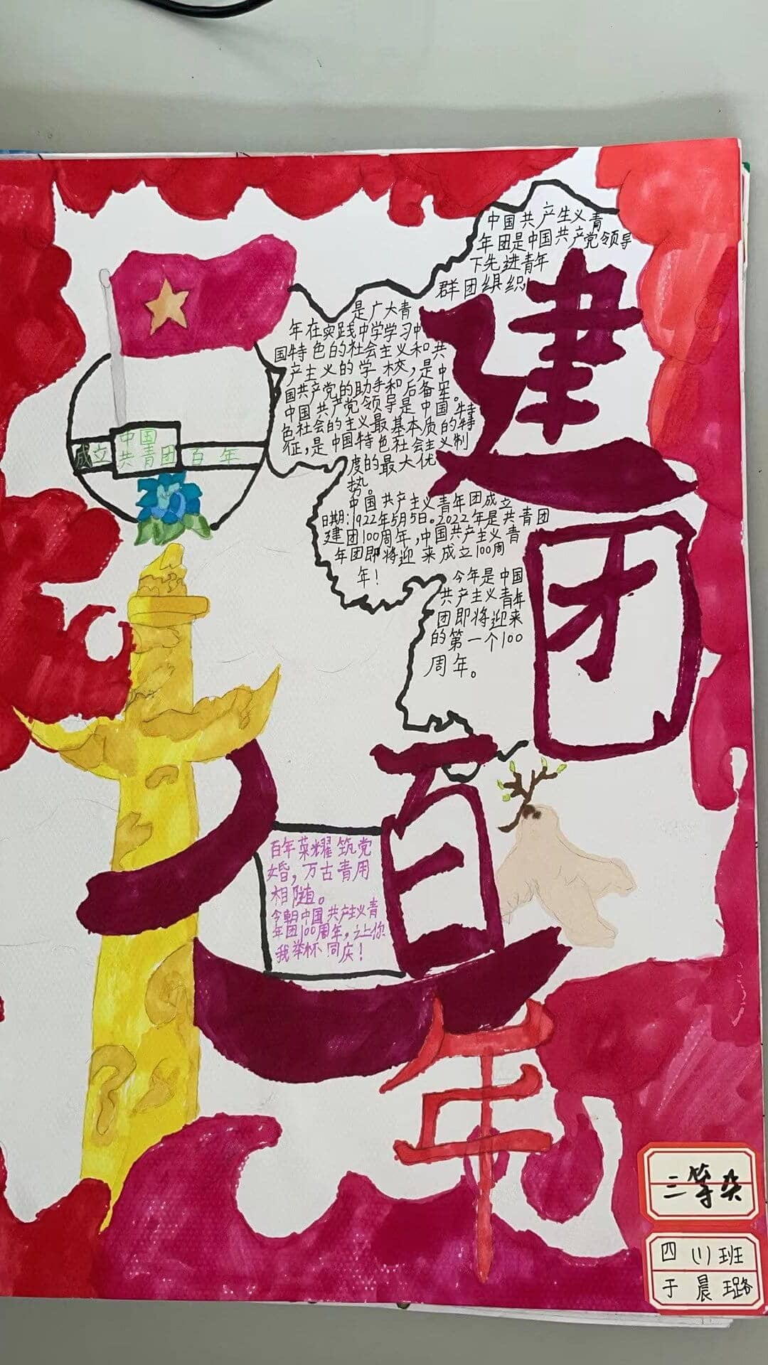 "建团百年”手抄报比赛——三四年级获奖作品(图28)