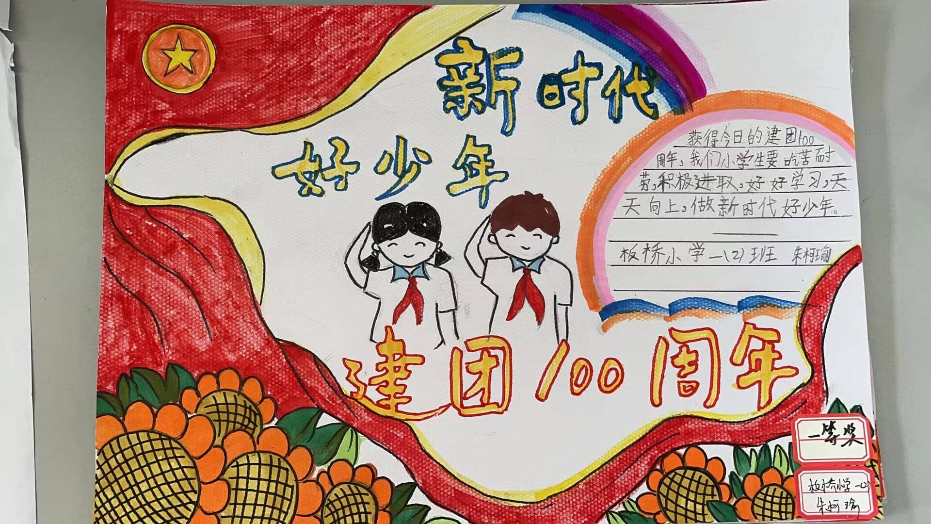 "建团百年”手抄报比赛——一二年级获奖作品(图2)