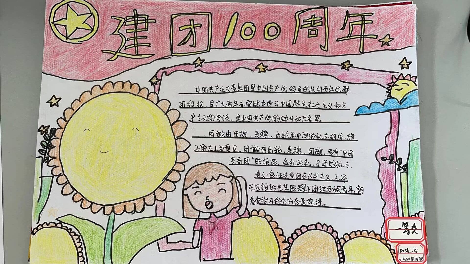 "建团百年”手抄报比赛——一二年级获奖作品(图3)