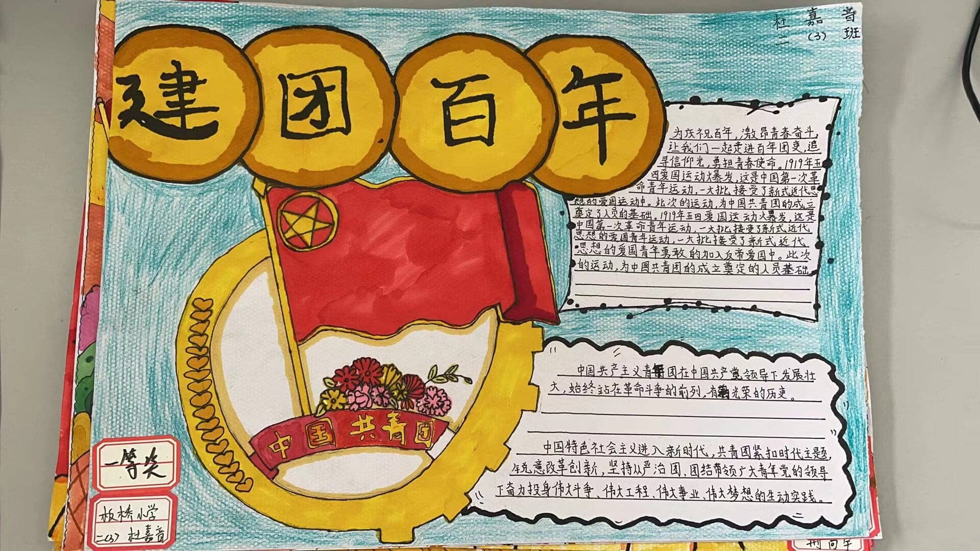 "建团百年”手抄报比赛——一二年级获奖作品(图4)