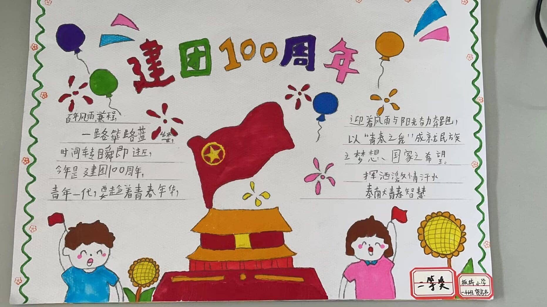 "建团百年”手抄报比赛——一二年级获奖作品(图9)